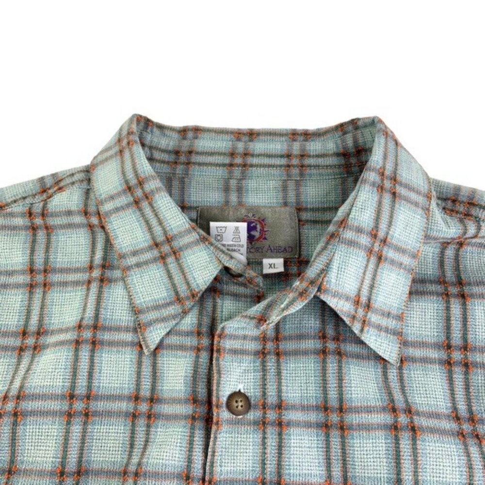 Territory Ahead Short Sleeve Button Down Textured Shirt in Blue and Orange - Picture 2 of 4